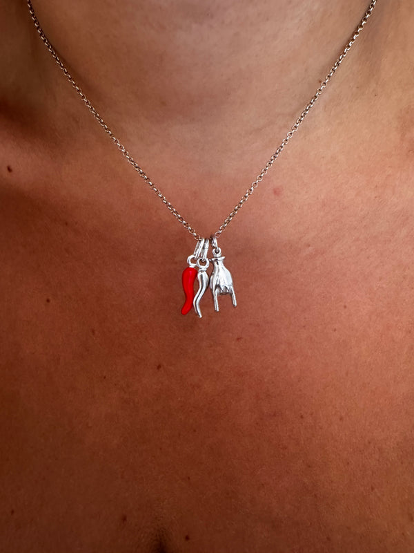 COLLANA CORNO CORNO ROSSO E CORNA