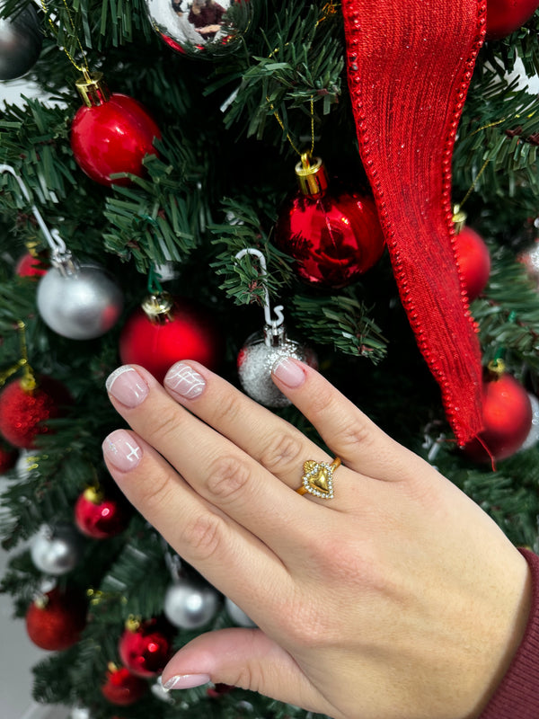 Anello Cuore Sacro Zirconi