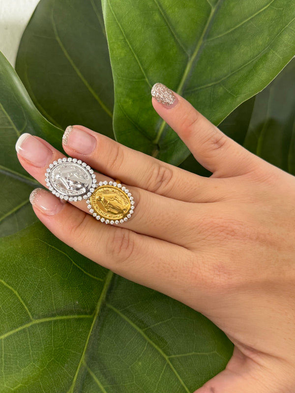 Anello Madonnina con zirconi