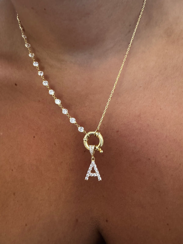COLLANA CHIUSURA LETTERA STRASS LUXURY